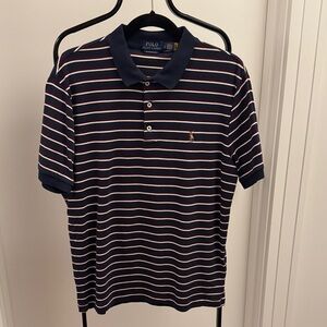 Polo by Ralph Lauren Men's Navy and White Striped Polo Shirt